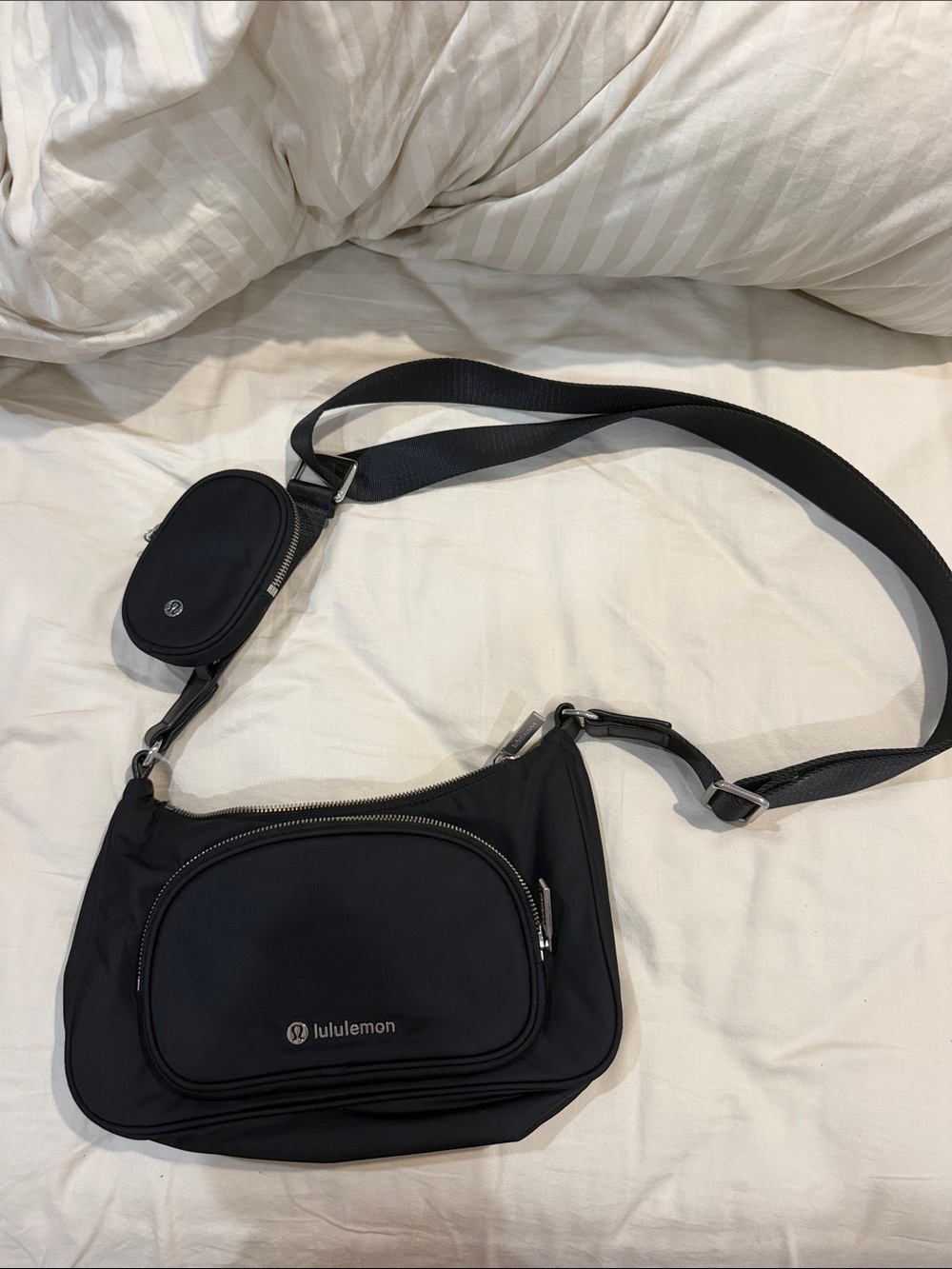 lululemon athletica Black Belt Bag with Detachable Mini Pouch